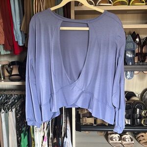 Beyond Yoga Blue Oversized Boxy Blouse
